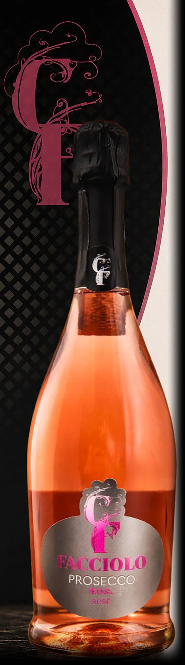 Facciolo Prosecco D.O.C. Rosé — bottle photographed for the Vindagra portfolio book